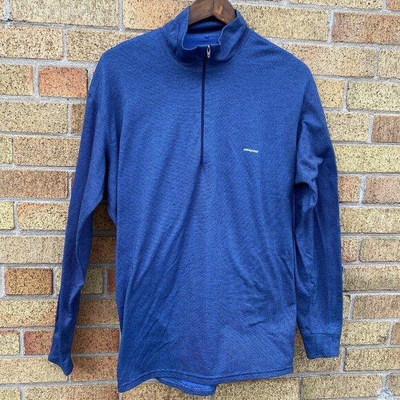 Vintage 2001 Patagonia Capilene 1/4 Zip Long Sleeve Jacket XL Blue - Picture 1 of 11